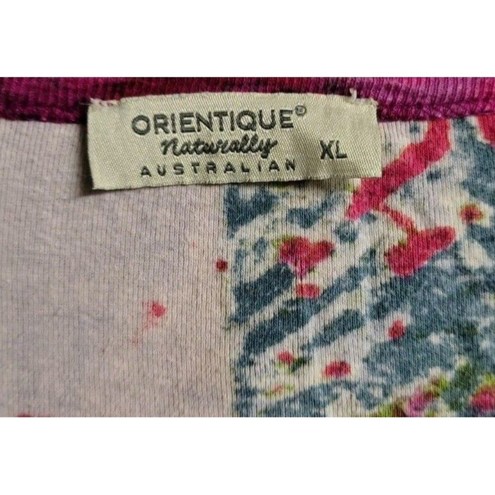 Orientique Naturally Austrailian Blouse Art City Size XL 3/4 Sleeve Cotton - Picture 3 of 7